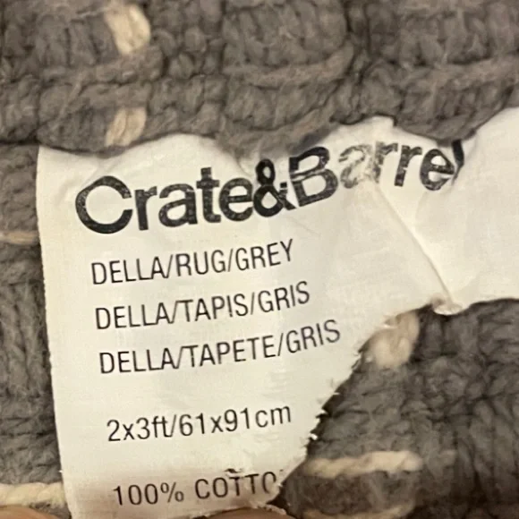 Crate&Barrel Della Grey Cotton Flat Weave Rug 
Size 2'x3' - Picture 7 of 7